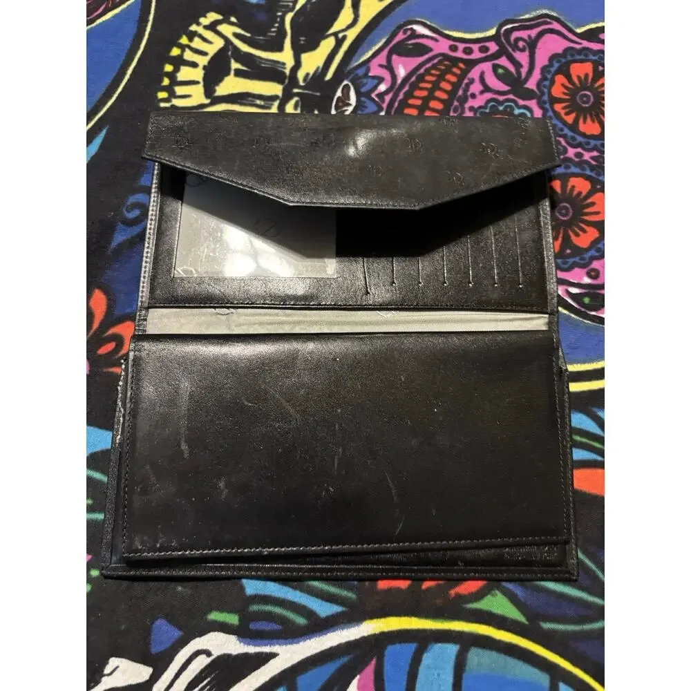 Christian Dior Vintage Black Byfold Leather Wallet. Flawed Check Pictures Usable